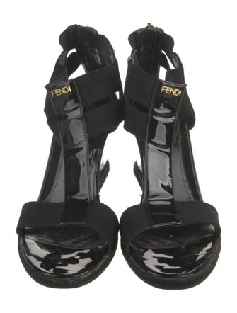 Fendi Patent Leather T-Strap Sandals