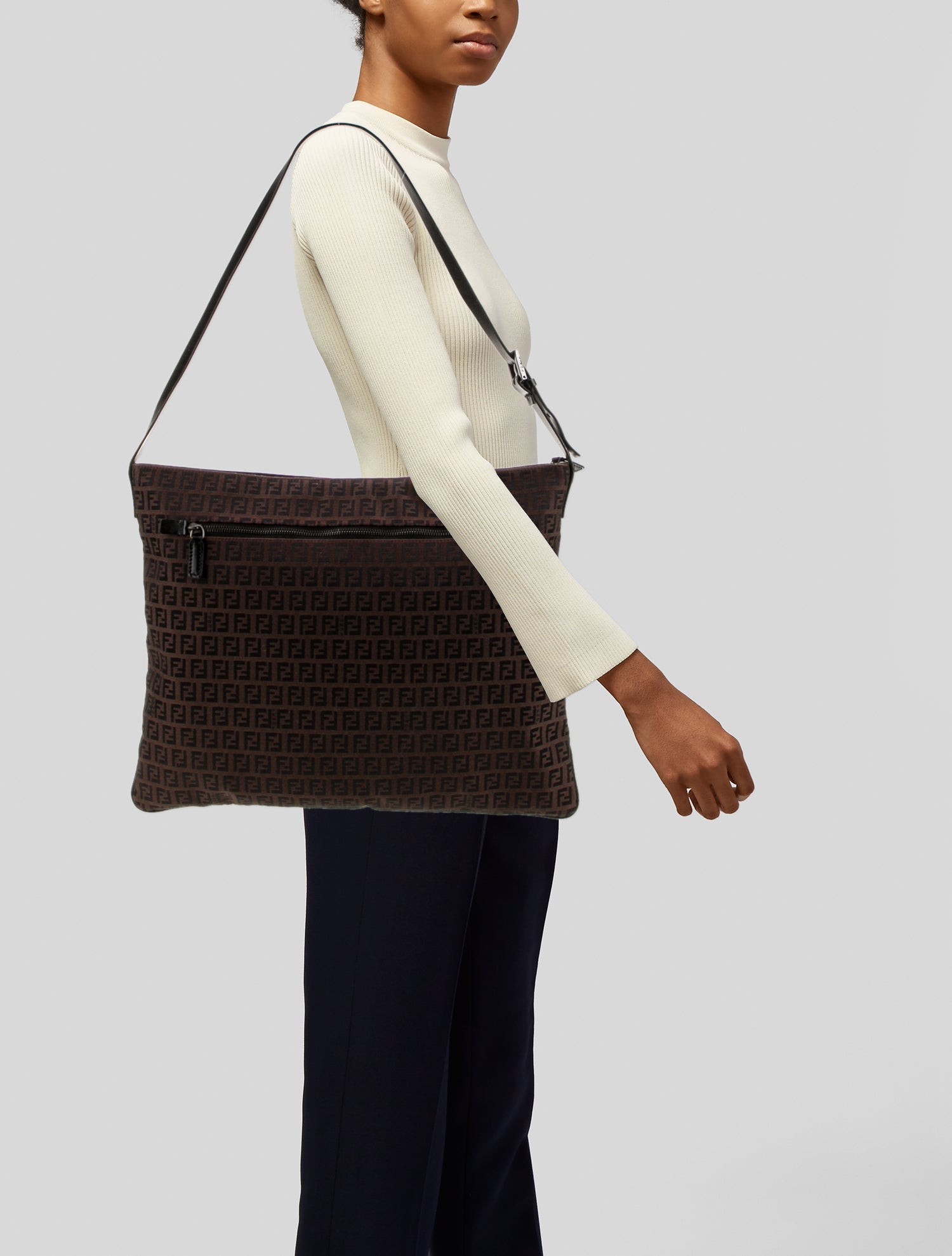 Fendi Zucchino FF Shoulder Bag Vintage