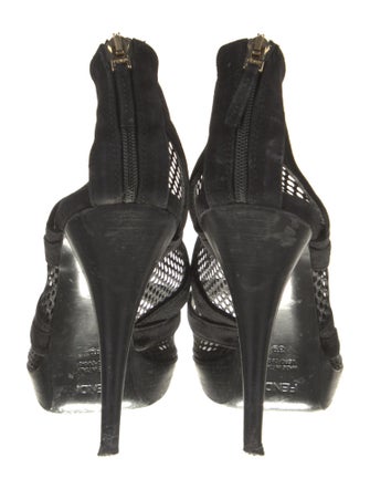 Fendi Suede Mesh Accents Pumps