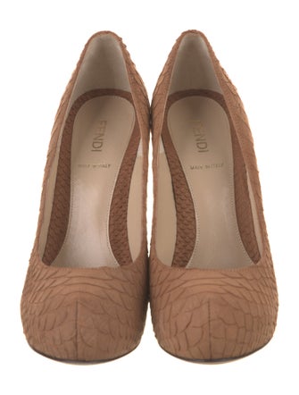 Fendi Zucca FF Logo Snakeskin Pumps