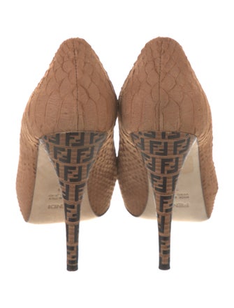 Fendi Zucca FF Logo Snakeskin Pumps