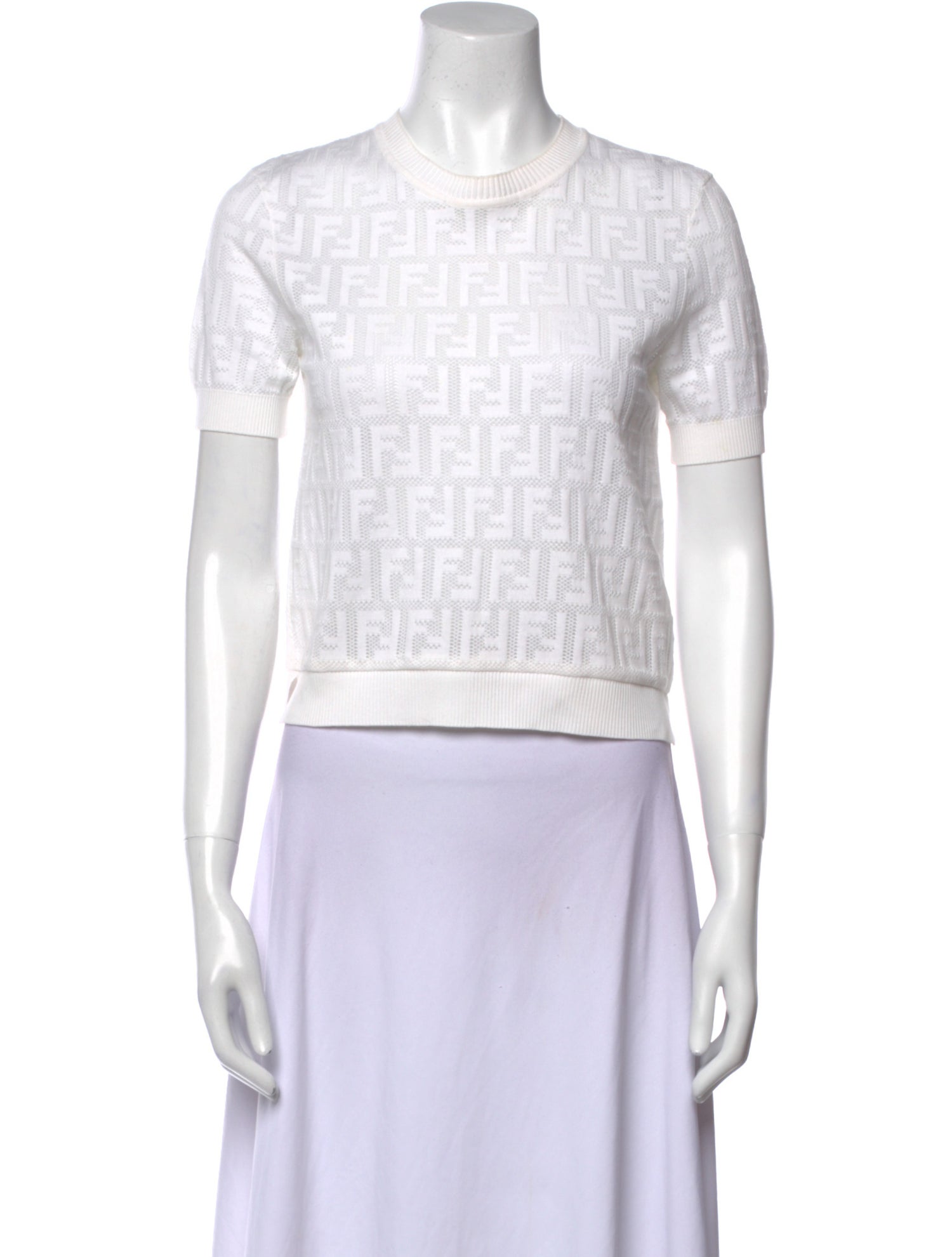 Fendi Crew Neck Short Sleeve Crop Top