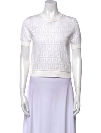 Fendi Crew Neck Short Sleeve Crop Top