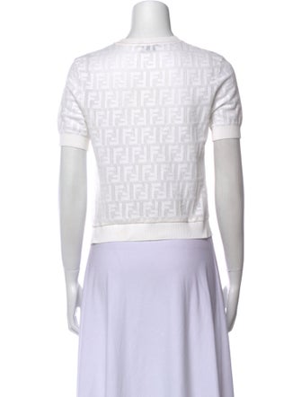 Fendi Crew Neck Short Sleeve Crop Top