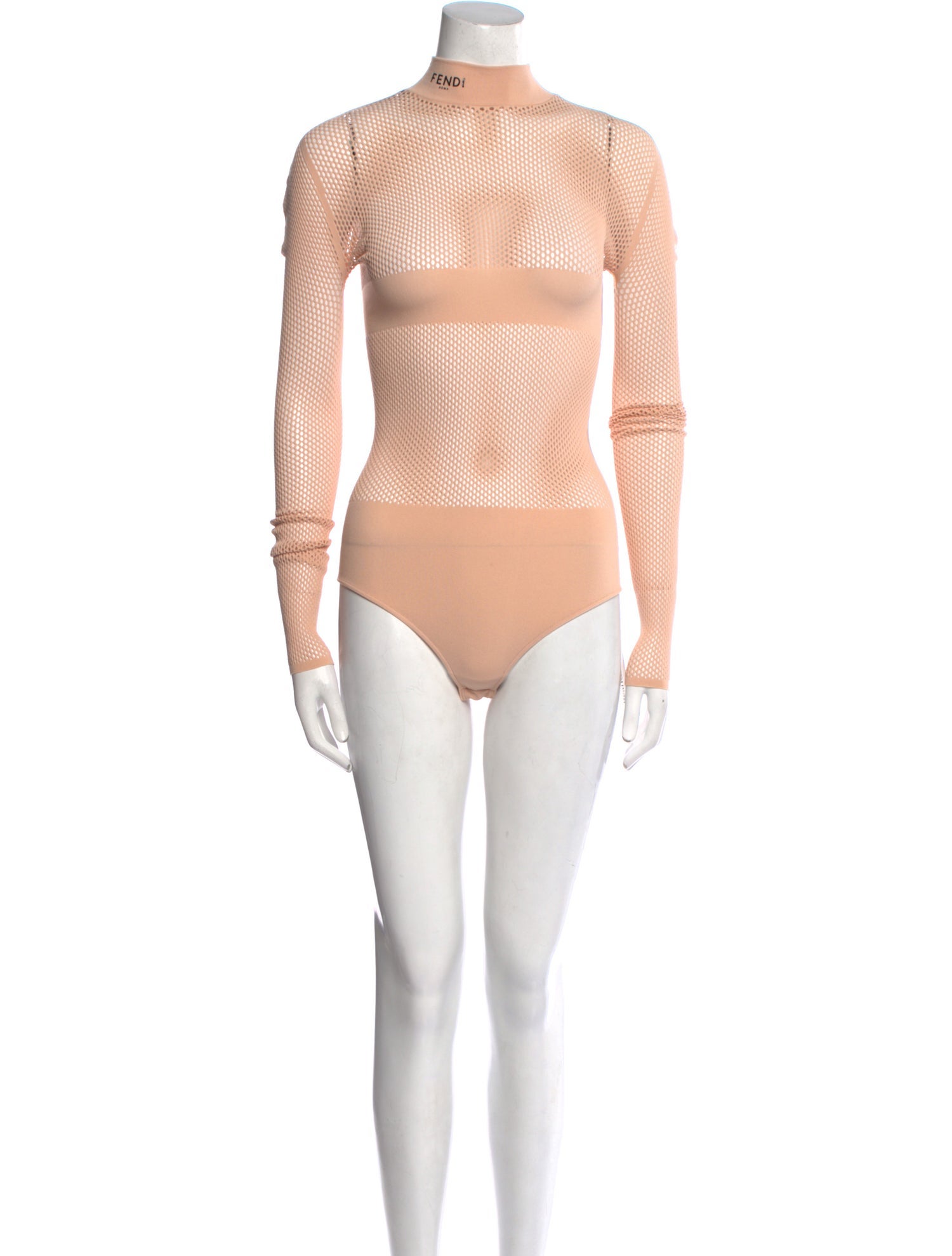 Fendi Linen Mock Neck Bodysuit