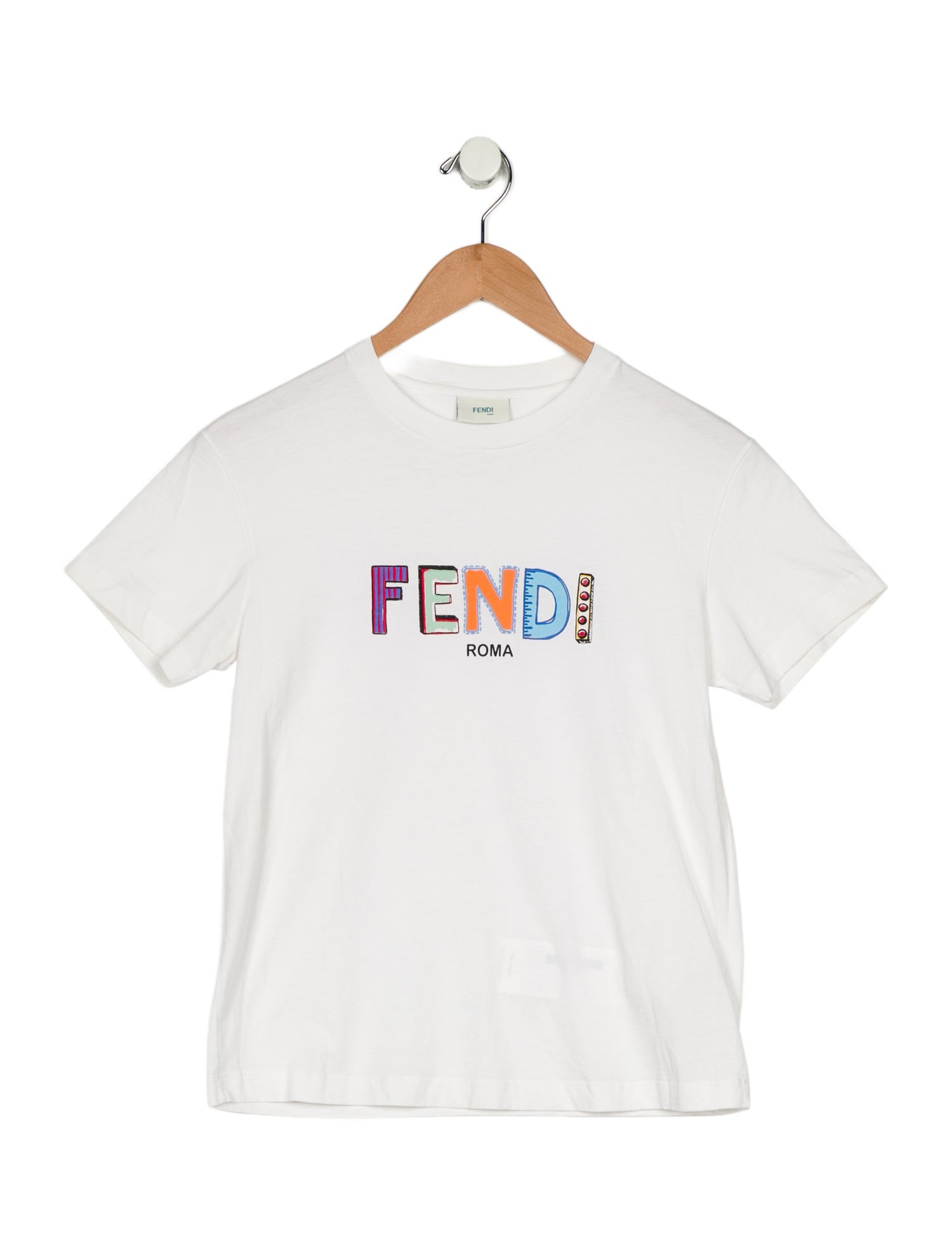 Fendi Girls' Cotton Logo Print Crew Neck T-Shirt