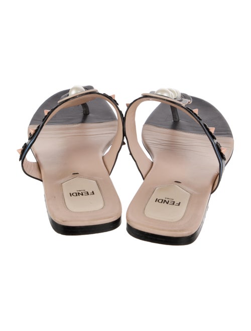 Fendi Faux Pearl Accents Leather Slides