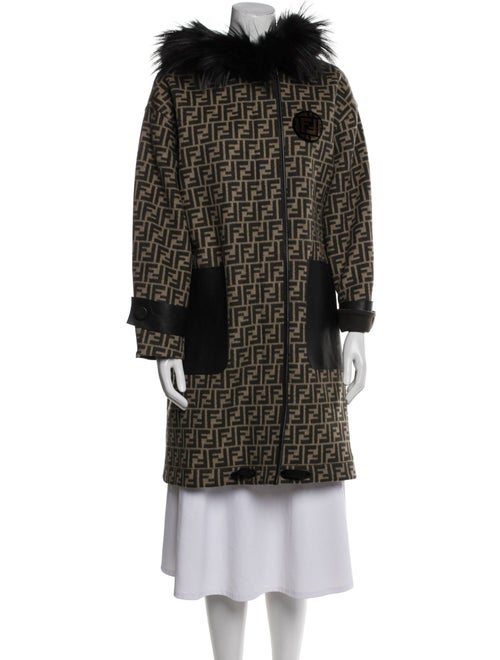 Fendi Virgin Wool Tweed Pattern Fur Coat