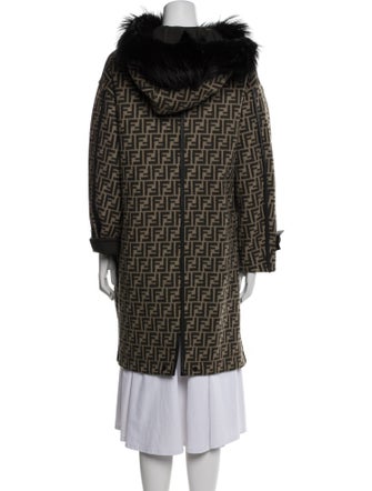 Fendi Virgin Wool Tweed Pattern Fur Coat