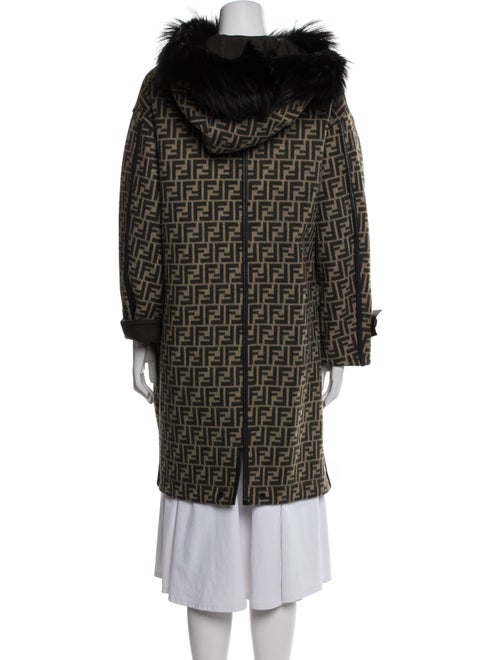 Fendi Virgin Wool Tweed Pattern Fur Coat