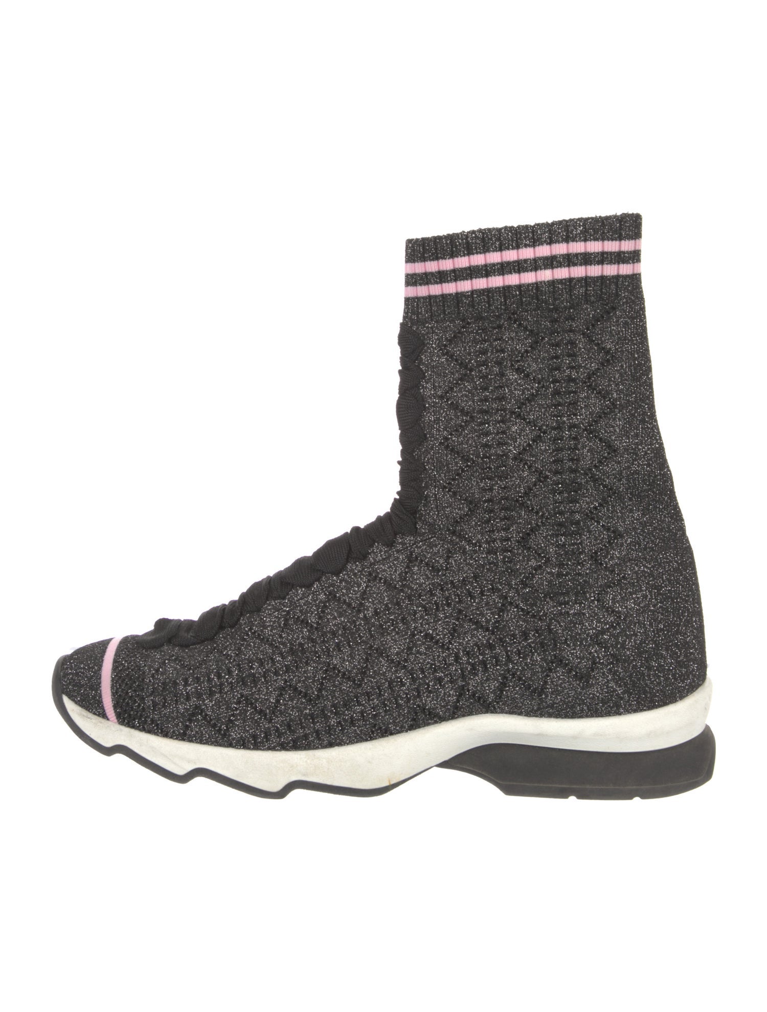 Fendi Striped Glitter Accents Sock Boots