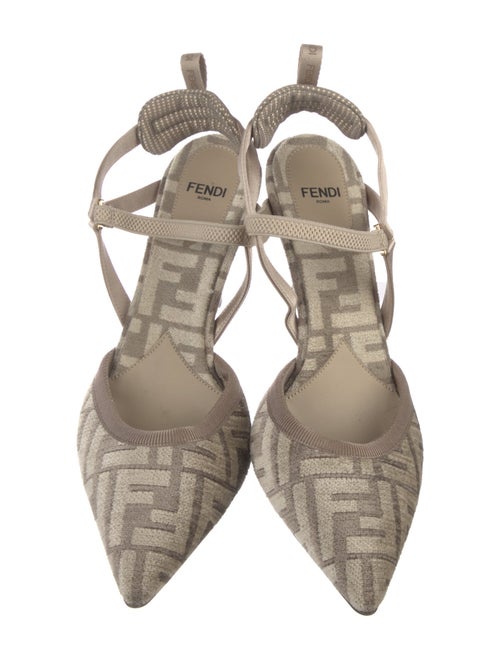 Fendi Zucca FF Logo Canvas Slingback Pumps