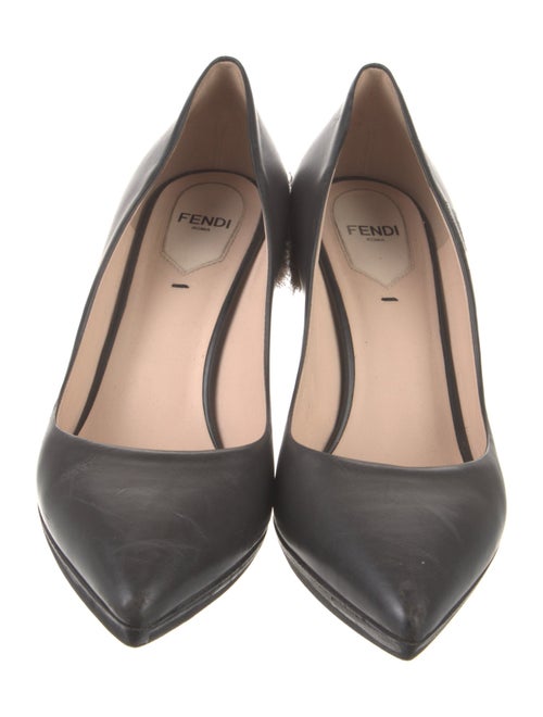 Fendi Leather Fur Trim Pumps