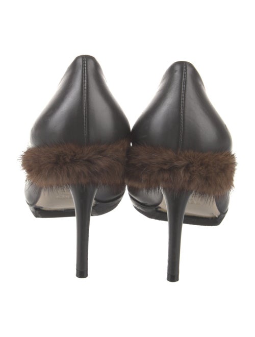 Fendi Leather Fur Trim Pumps