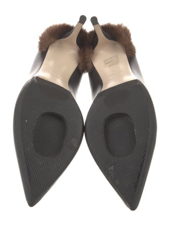 Fendi Leather Fur Trim Pumps