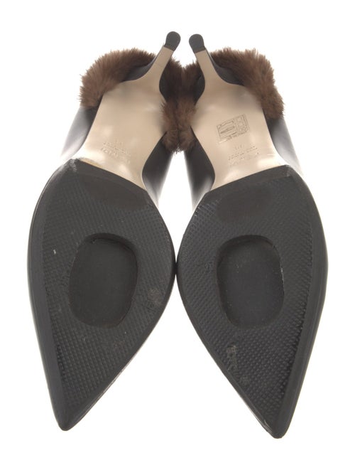 Fendi Leather Fur Trim Pumps