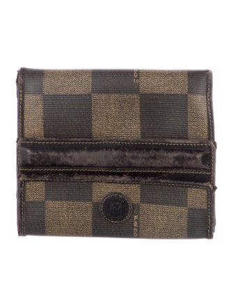 Fendi Pequin Pattern Canvas Wallet