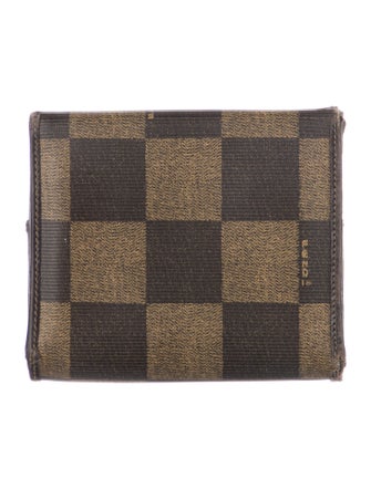 Fendi Pequin Pattern Canvas Wallet