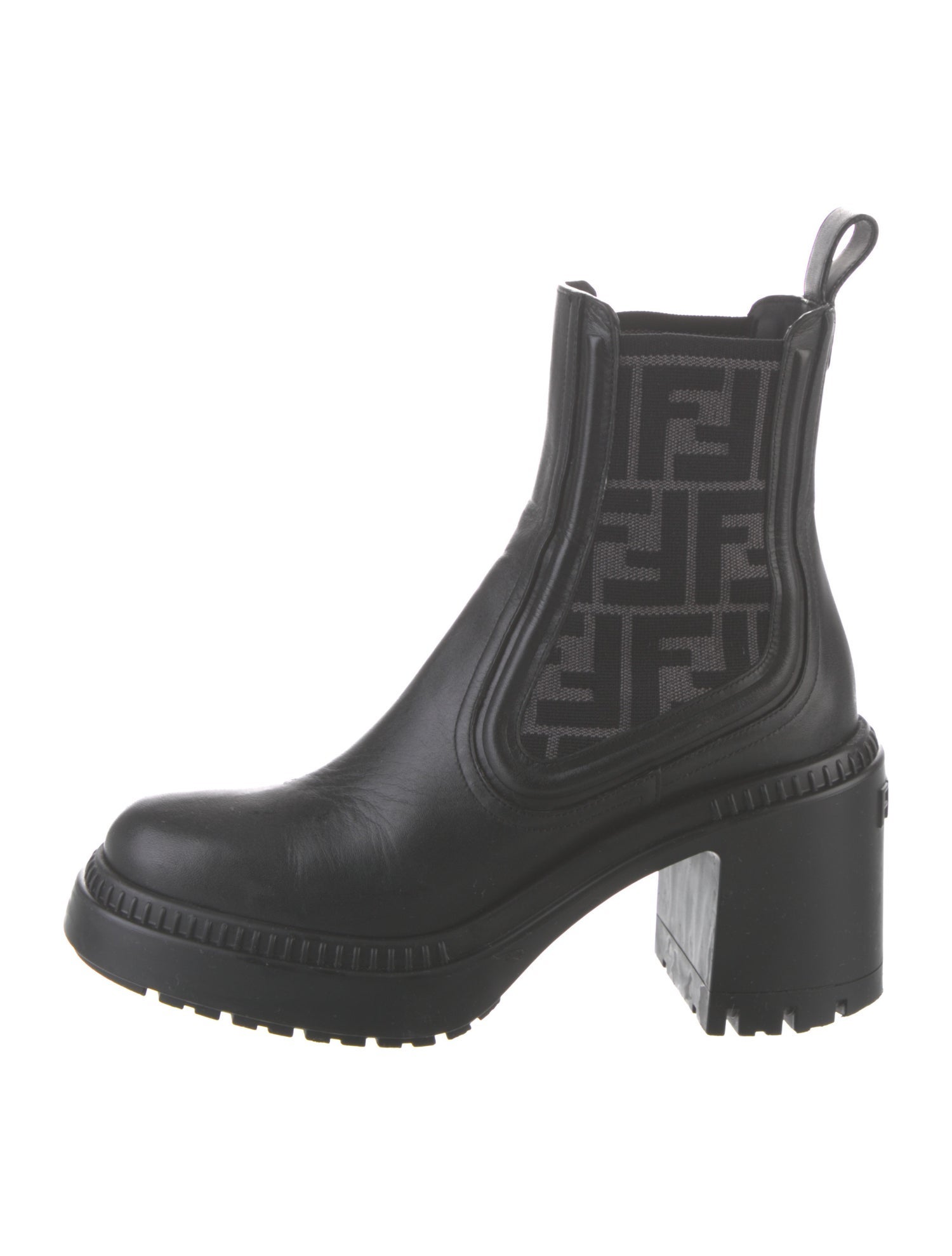 Fendi Zucca FF Logo Leather Combat Boots