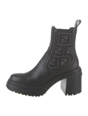 Fendi Zucca FF Logo Leather Combat Boots