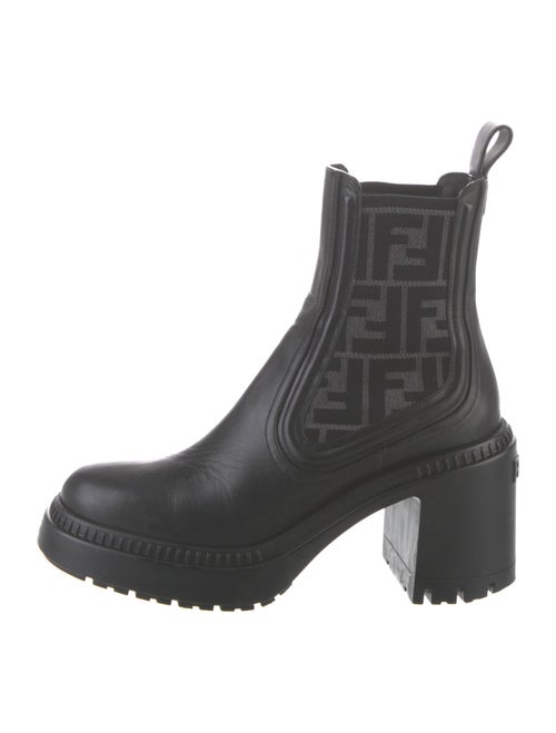 Fendi Zucca FF Logo Leather Combat Boots