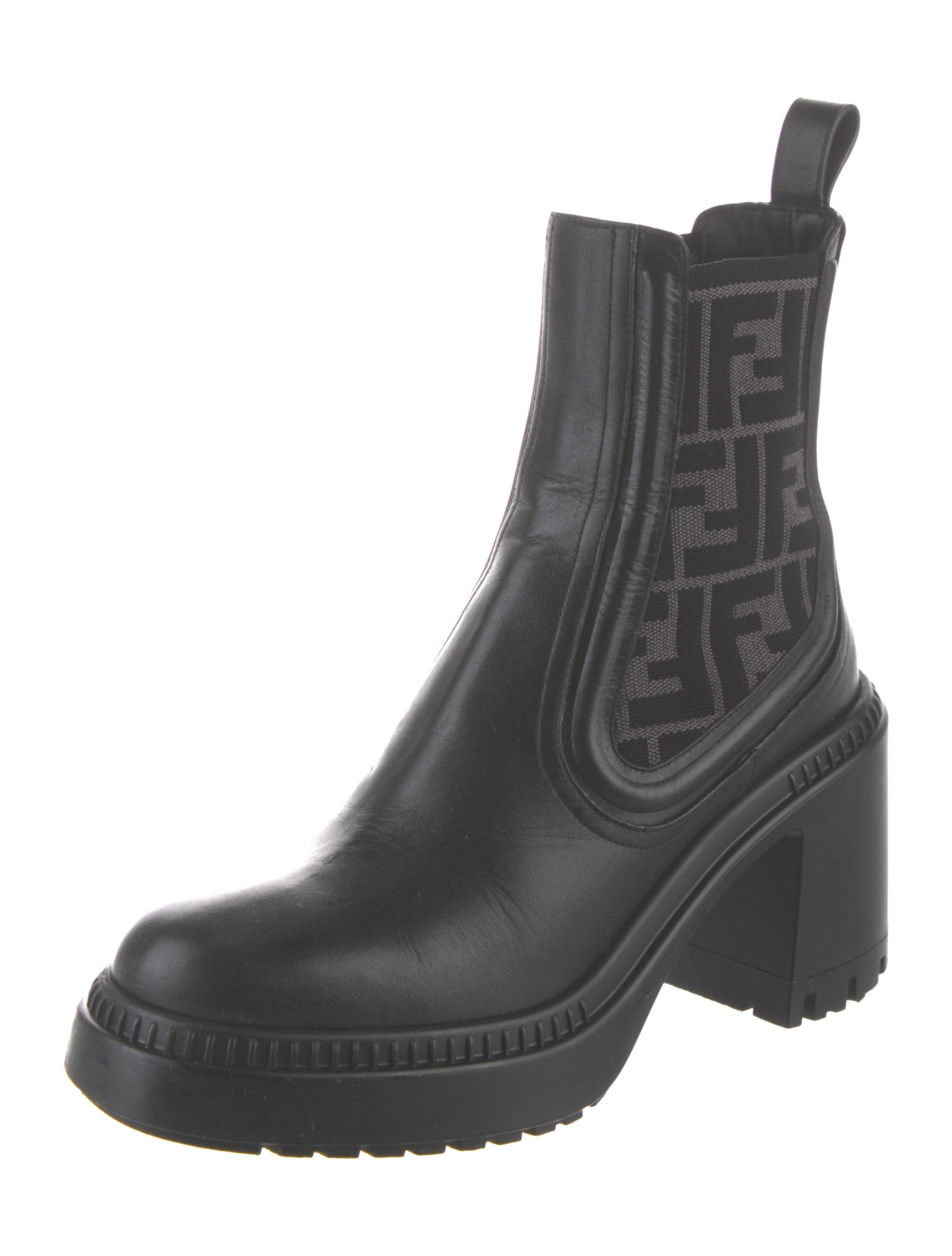 Fendi Zucca FF Logo Leather Combat Boots