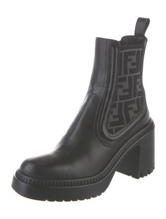 Fendi Zucca FF Logo Leather Combat Boots