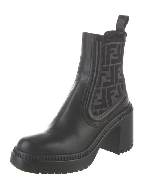 Fendi Zucca FF Logo Leather Combat Boots