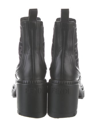 Fendi Zucca FF Logo Leather Combat Boots