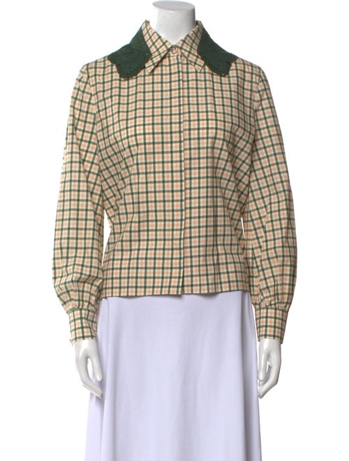 Fendi Plaid Print Long Sleeve Button-Up Top