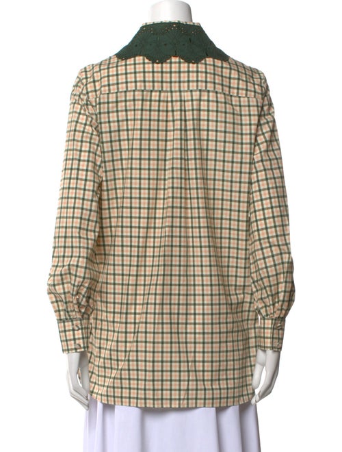 Fendi Plaid Print Long Sleeve Button-Up Top