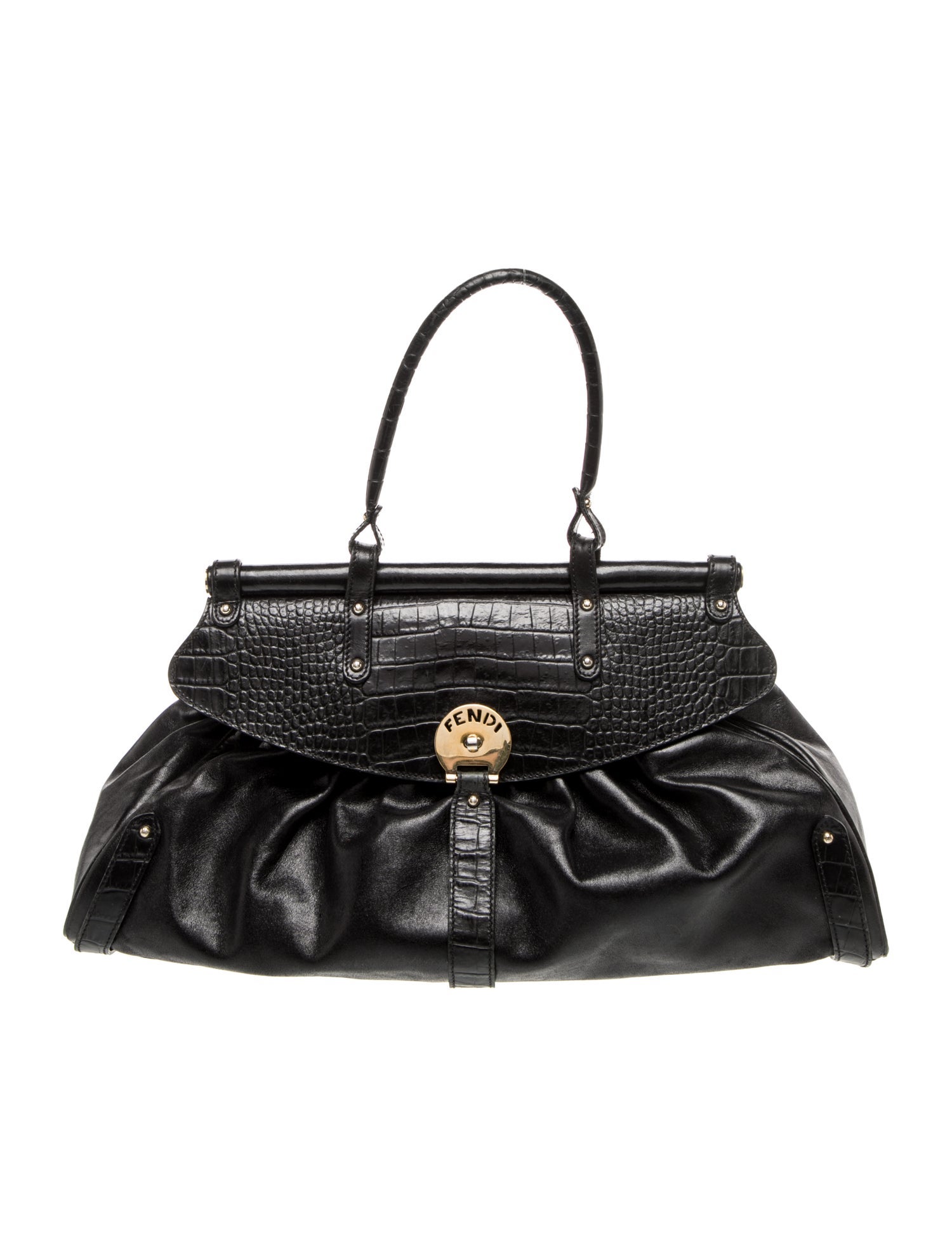 Fendi Leather Top Handle Bag Medium Vintage