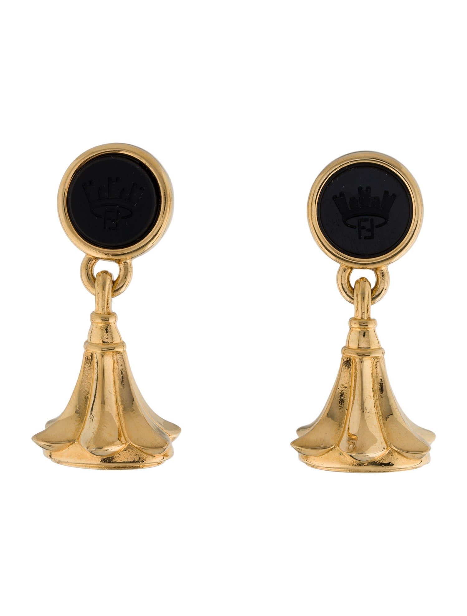 Fendi Vintage Glass & Enamel Intaglio Drop Earrings