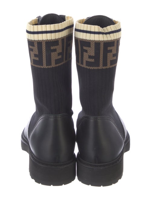 Fendi Zucca FF Logo Leather Combat Boots