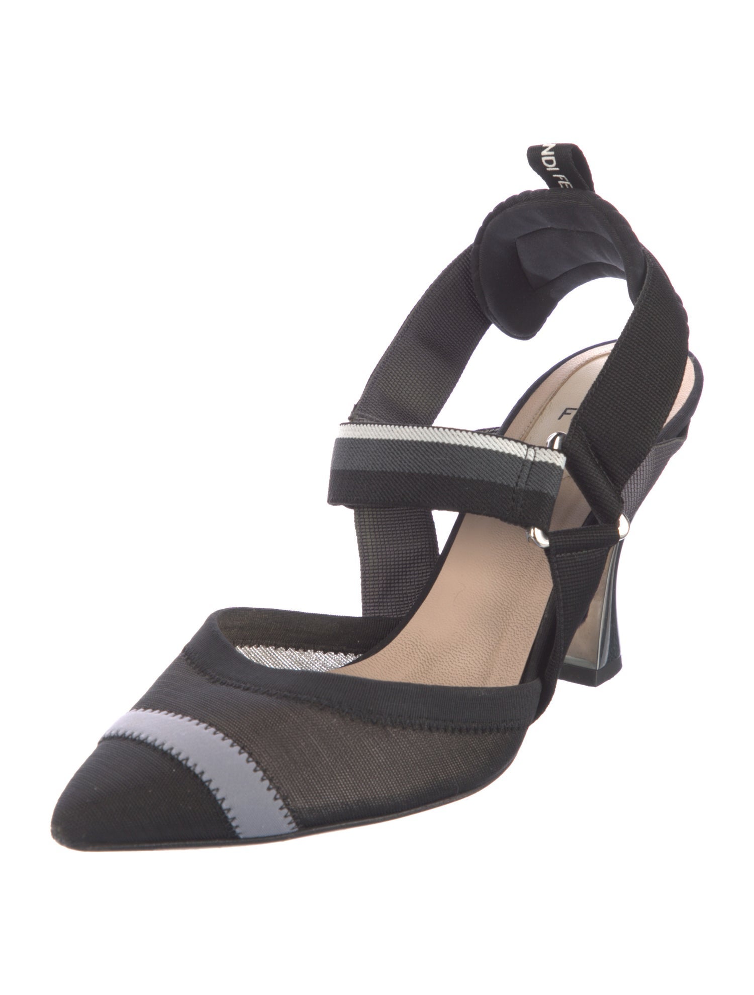 Fendi Zucca FF Logo Mesh Slingback Pumps
