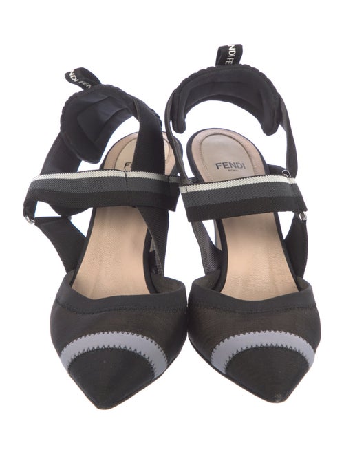 Fendi Zucca FF Logo Mesh Slingback Pumps
