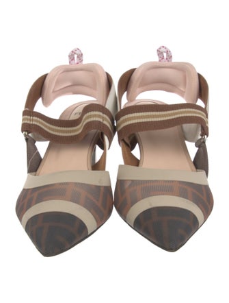 Fendi Zucca FF Logo Printed Slingback Pumps