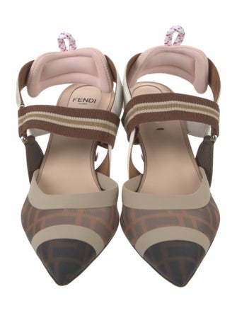 Fendi Zucca FF Logo Mesh Slingback Pumps