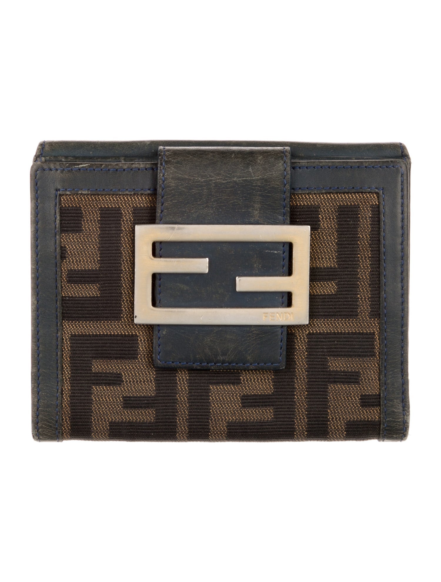 Fendi Zucca FF Logo Canvas Compact Wallet