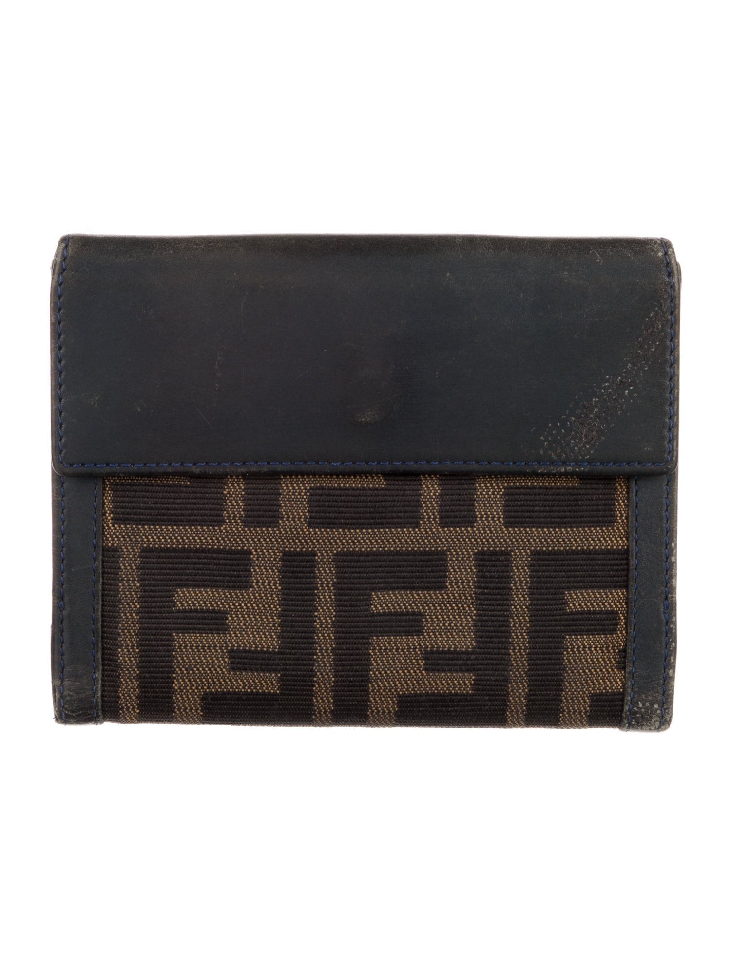 Fendi Zucca FF Logo Canvas Compact Wallet