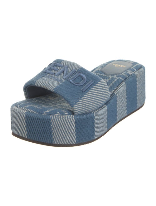 Fendi Printed Embroidered Accent Slides
