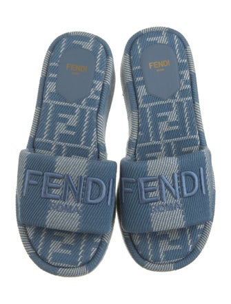 Fendi Printed Embroidered Accent Slides