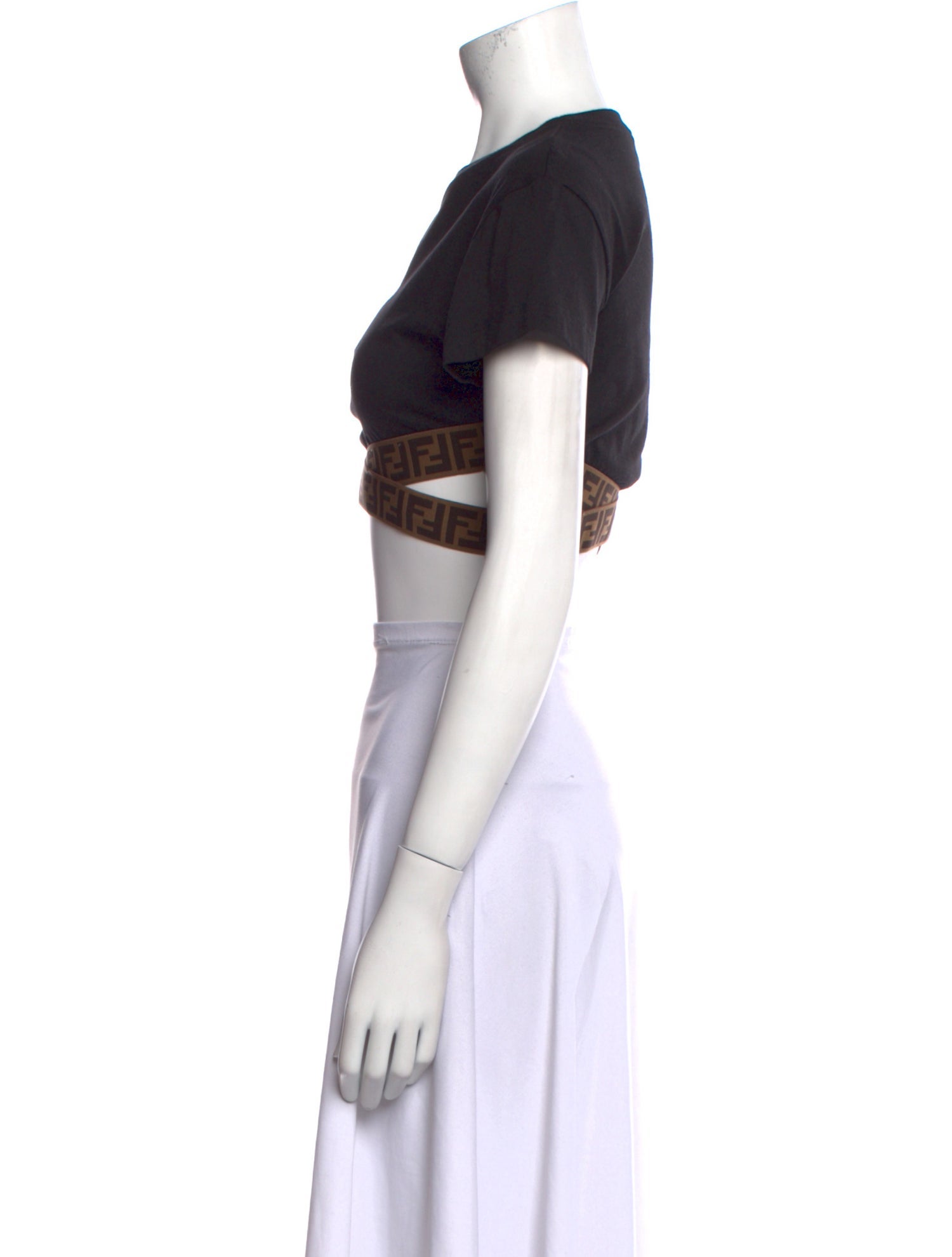 Fendi Girls' Zucca FF Short Sleeve Crop Top