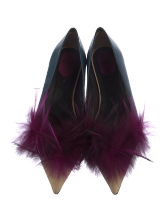 Fendi Leather Fur Trim Flats