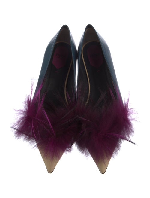 Fendi Leather Fur Trim Flats