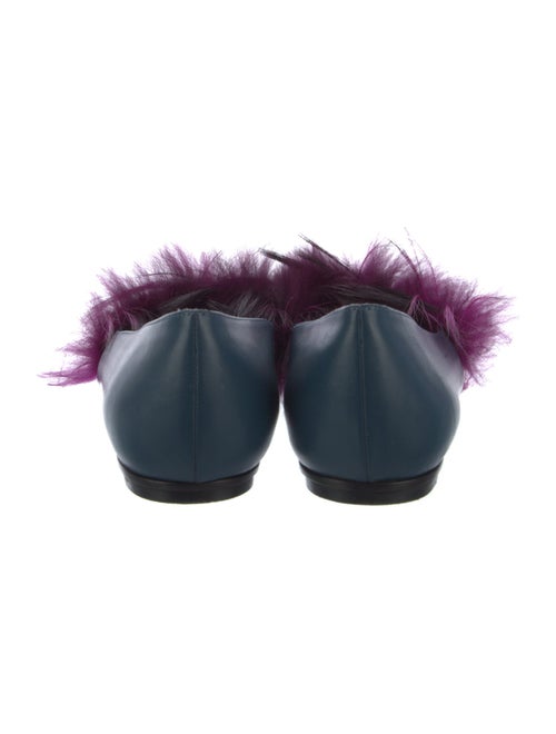 Fendi Leather Fur Trim Flats