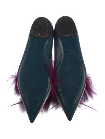 Fendi Leather Fur Trim Flats