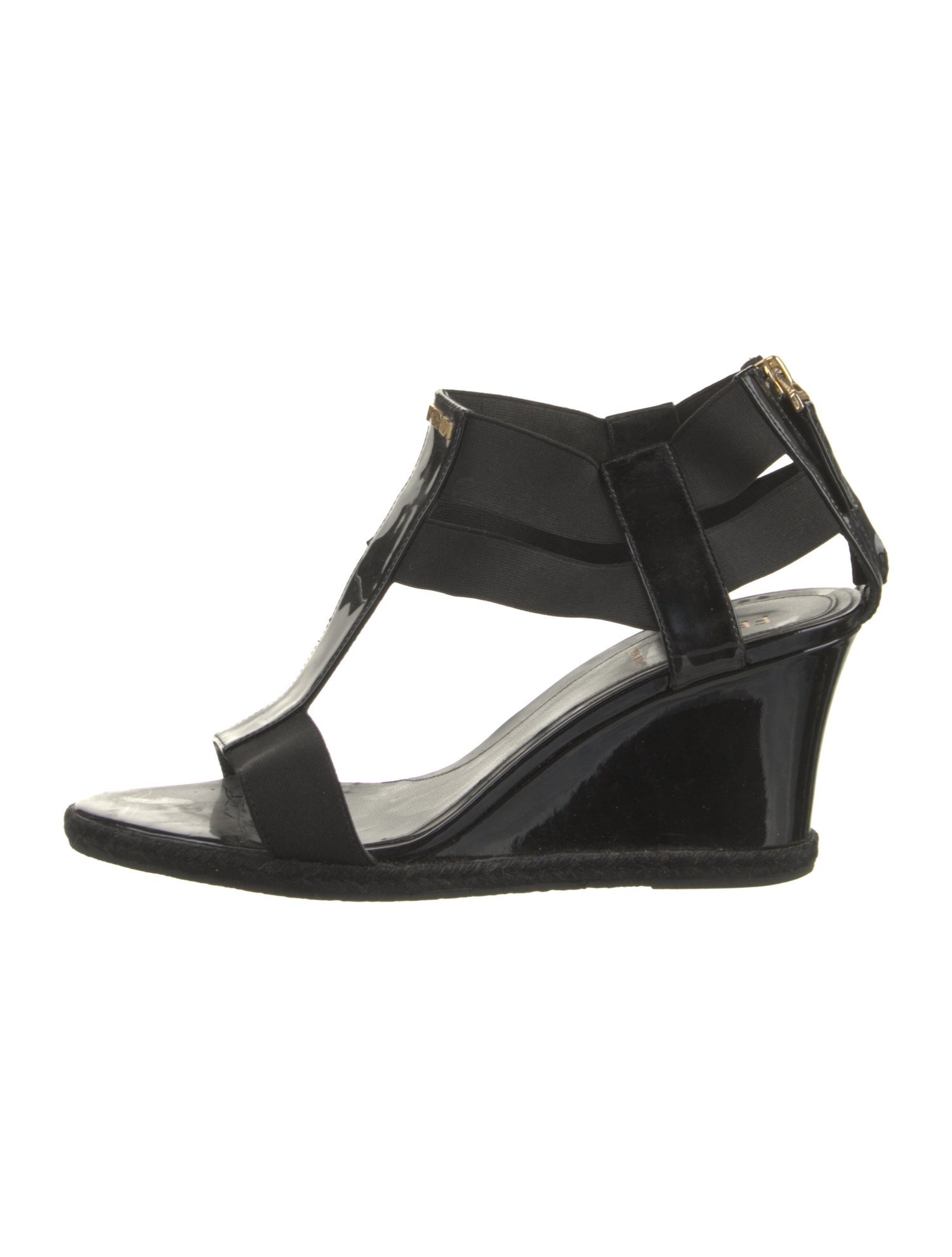 Fendi Patent Leather T-Strap Sandals