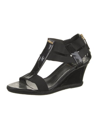 Fendi Patent Leather T-Strap Sandals