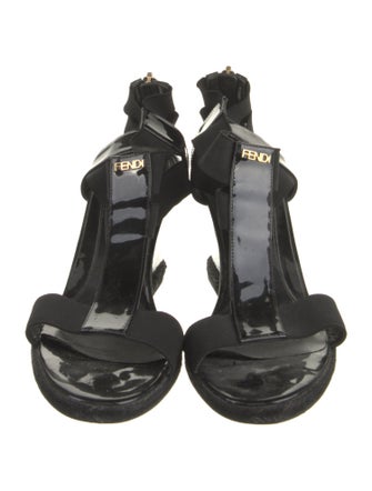 Fendi Patent Leather T-Strap Sandals